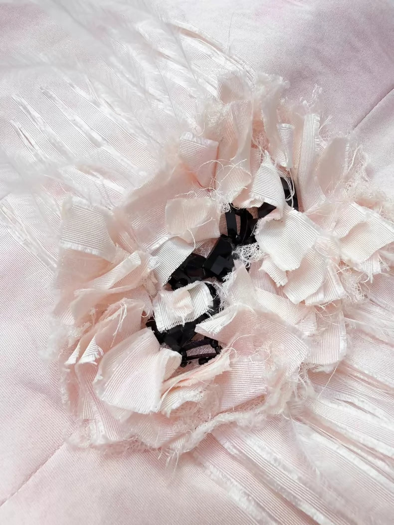 Chanel pink dress with a black tulle lining