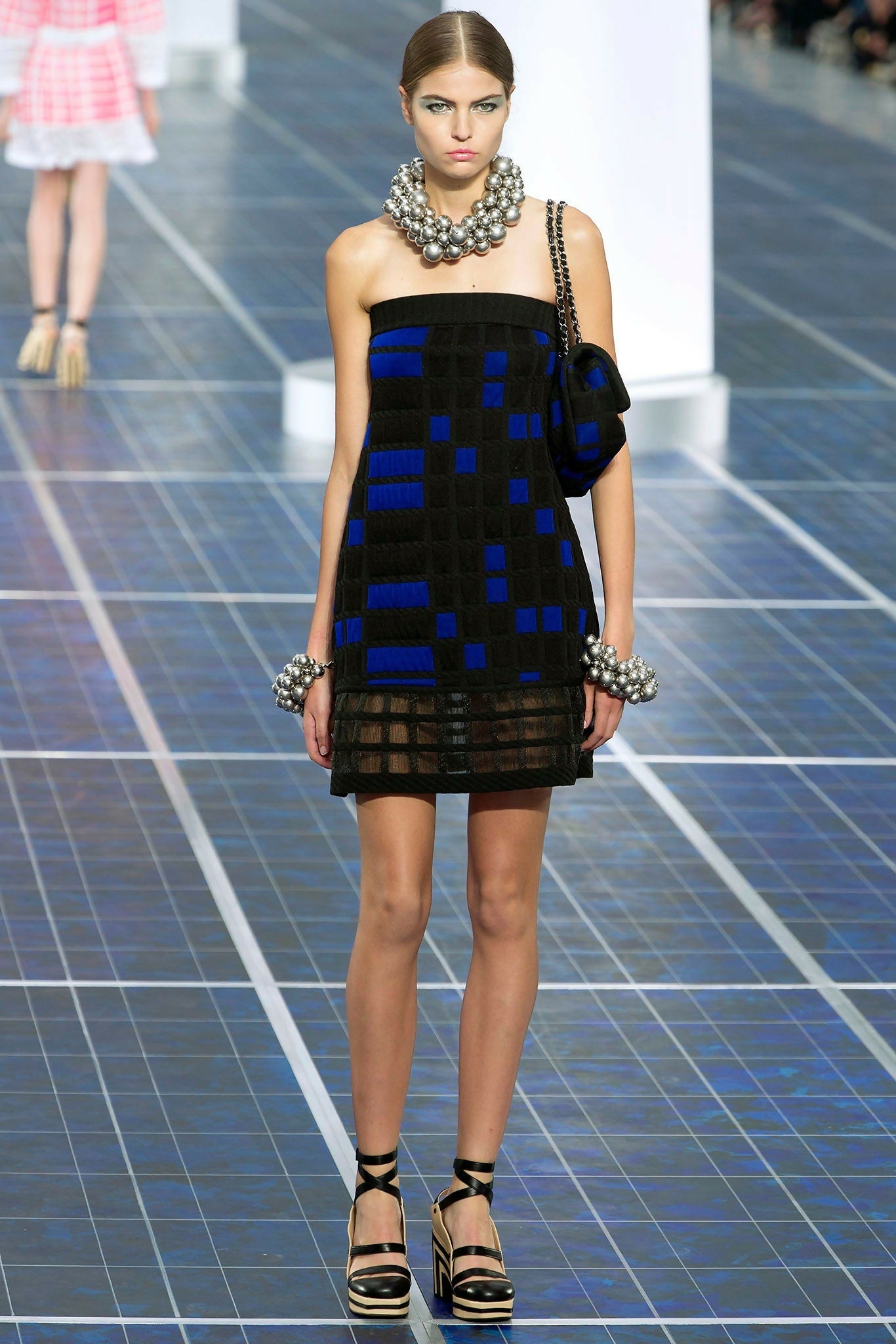Chanel 13P Runway Blue Black Jersey Classic Medium Single Flap Bag SHW
