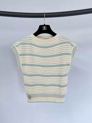 Emilio Pucci 2023 striped openwork knit sleeveless top