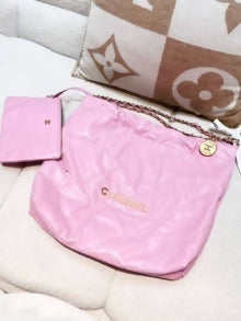Chanel 22S pink leather 22bag with gold hardware