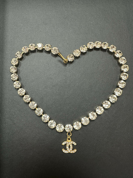 Chanel Vintage 96P Rhinestone Barbie Collarbone Necklace