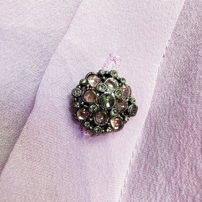 Chanel 15b Pinkish-purple tweed pleated silk dress with bow detail