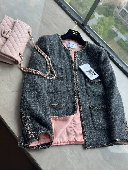 Chanel 19B grey tweed jacket