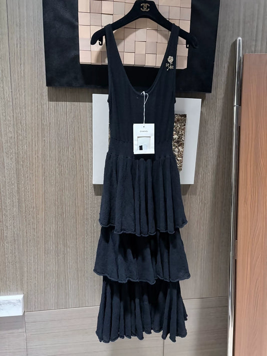 Chanel 25A Black Knit Dress