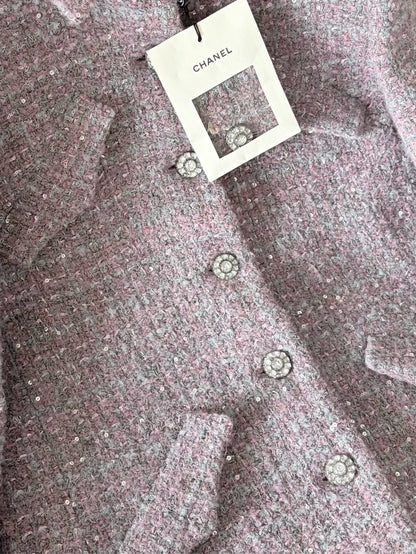 Chanel 24K purple tweed sequined jacket