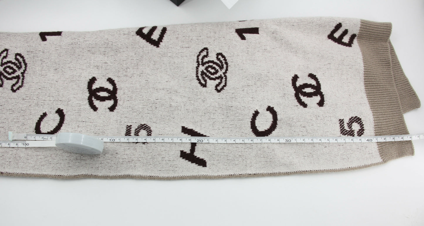 Chanel 23A Cotton Knitted Beige No.5 CC logo Scarf