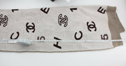 Chanel 23A Cotton Knitted Beige No.5 CC logo Scarf