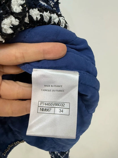 Chanel 23P blue and white checked tweed jacket