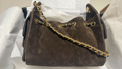 Chanel 25 bag mini brown suede