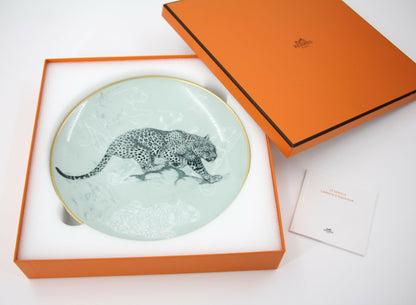 Hermes Green and Gold Porcelain Carnets d’Equateur Dessert Plates