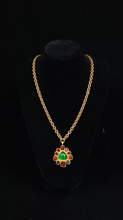 Chanel 1991 Colored Glass Pendant Necklace