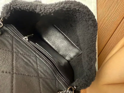 Chanel 2018 Medium Black Shearling Coco Neige Flap Bag