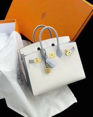 Hermès Birkin 25 Bleu Brume / Craque (Craie) Epsom Leather with Brushed Gold Hardware