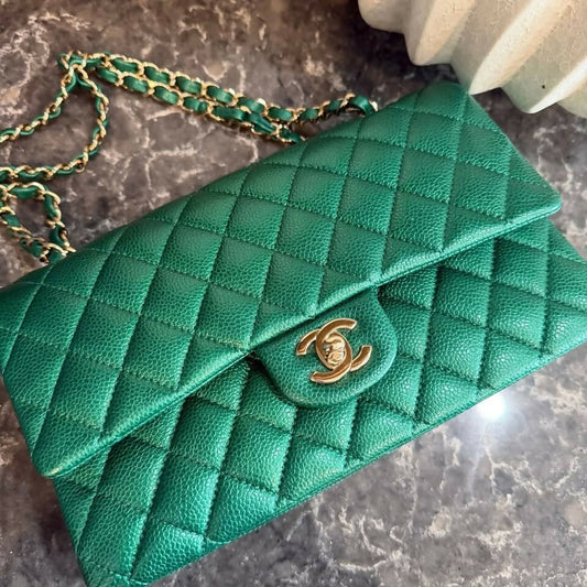 Chanel Classic Medium Flap Bag – Emerald Green Caviar Leather | 2018 Collection