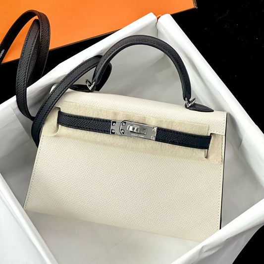 Hermès Mini Kelly 20 "Panda" Nata & Noir Epsom with Palladium Hardware