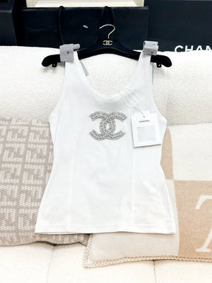 Chanel 23P White top with bows