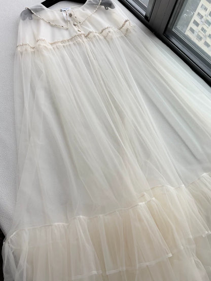 Chanel 25K beaded white tulle robe