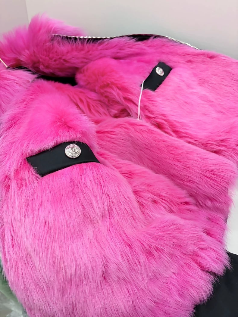 Chanel 23N black & pink Fur Jacket