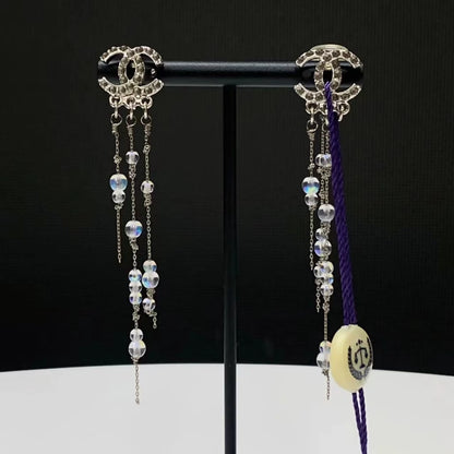 Chanel long double CC earrings