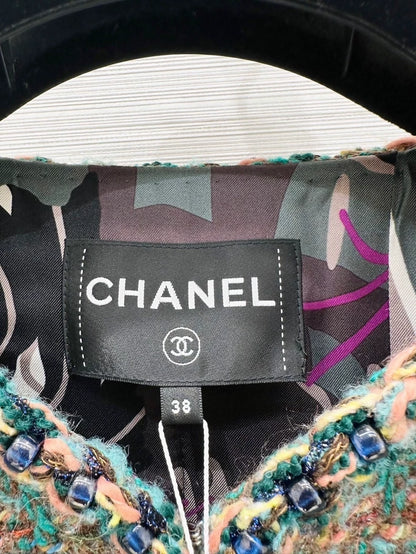 Chanel 23A green tweed jacket