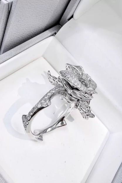 Dior Rose Bagatelle white gold ring with two roses and full diamonds