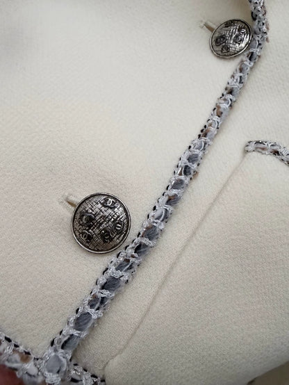 Chanel 05 Embroidered Badge CC Logo Beige Jacket