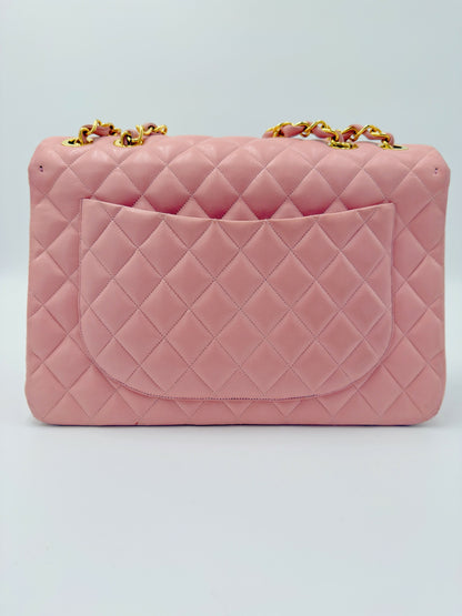 Chanel Vintage Maxi Flap Bag – Series 2 in Pink Lambskin with 24k Gold Hardware