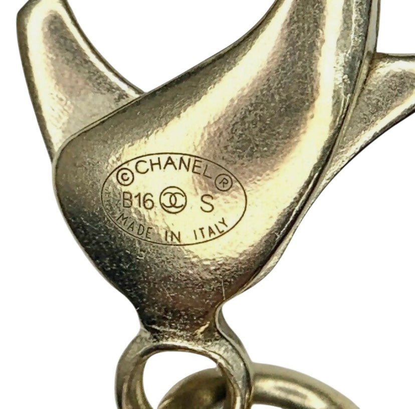 Chanel 16S Airlines 3 Strand 4 CC Extra Long Black Gold Mirror Statement Necklace