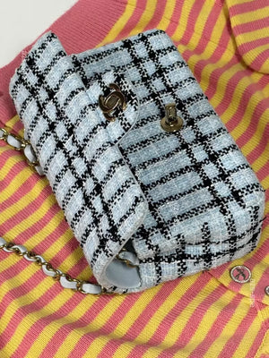 Chanel 25S Blue Tweed Mini flap Bag