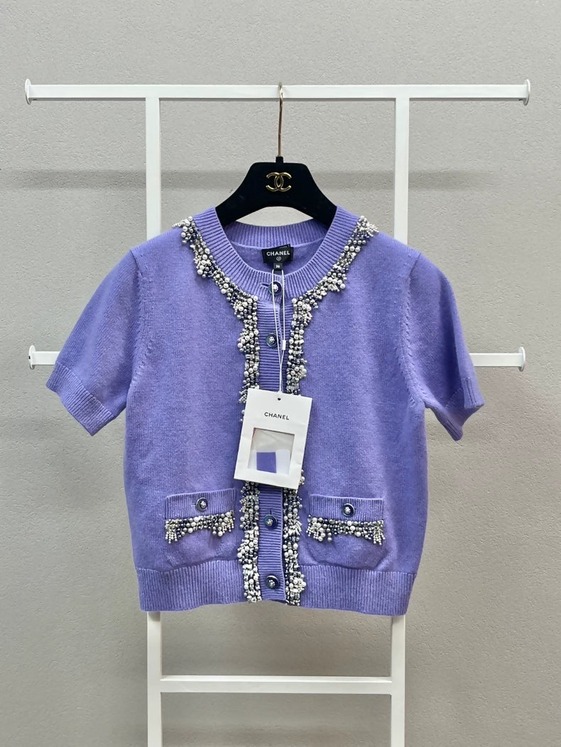 Chanel 22P purple knitted top