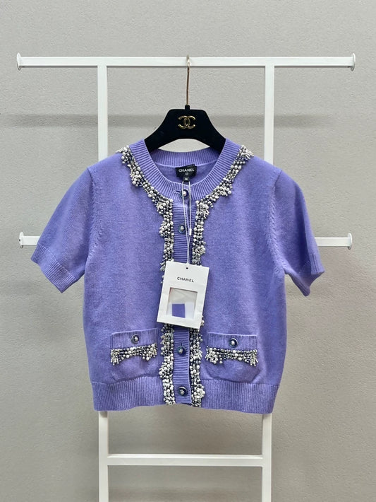 Chanel 22P purple knitted top