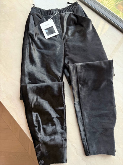Chanel Black Calfskin Straight Leg Pants