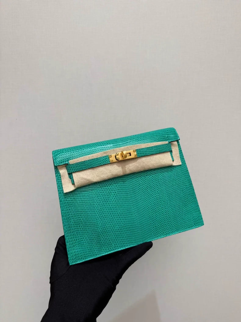 Hermes Kelly danse 6W mint green lizard leather gold hardware