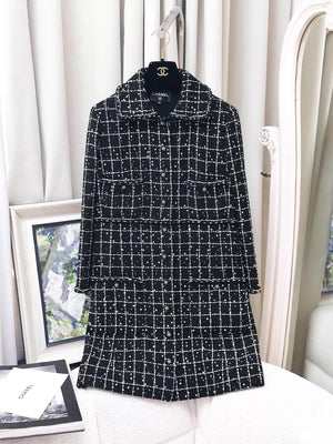 Chanel Fall/Winter 2023 black and white check jacket