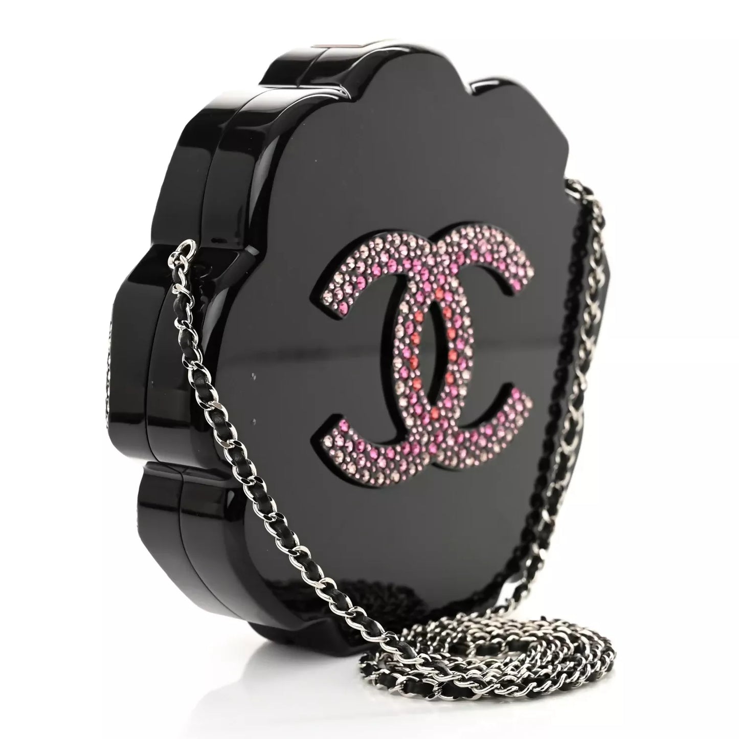 Chanel 2018 Pink Strass & Resin Camellia Minaudière