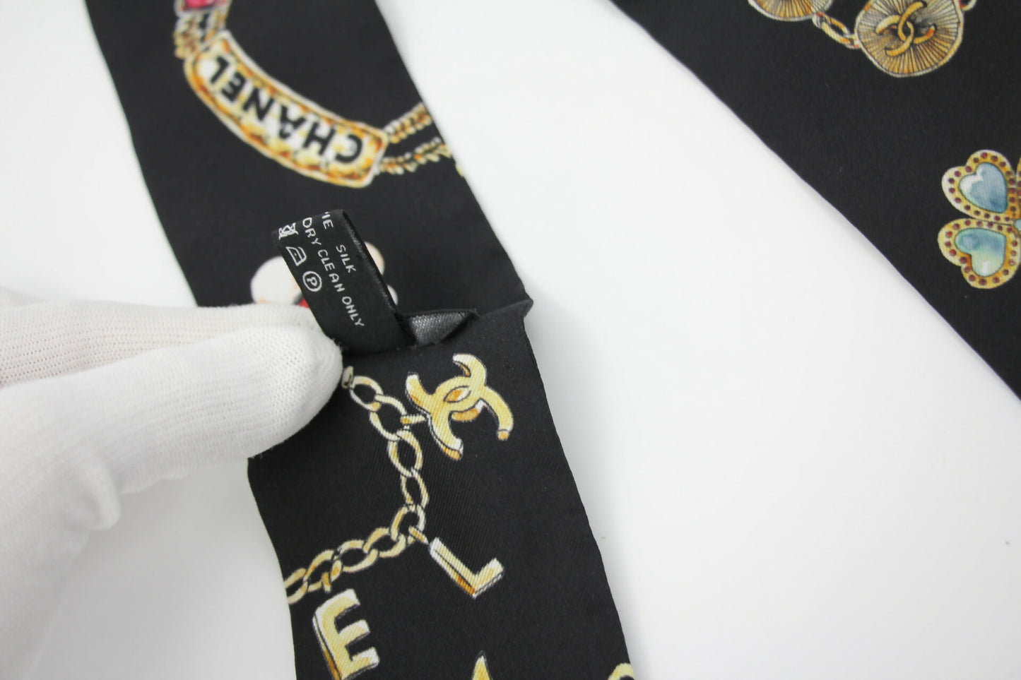 Chanel 20s 100% Silk Black Jewellery Perfume Bottle and Scarf