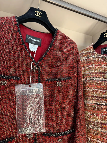 Chanel 11A dark red tweed jacket
