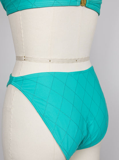 Chanel 1994 Cruise Vintage Teal Logo Quilted Bikini