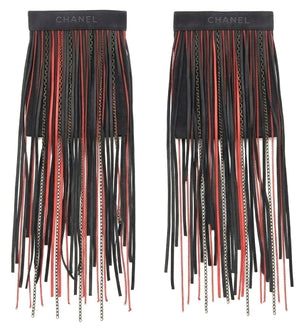 Rare Chanel 14A Paris Dallas Fingerless Fringe Chain Statement Gloves