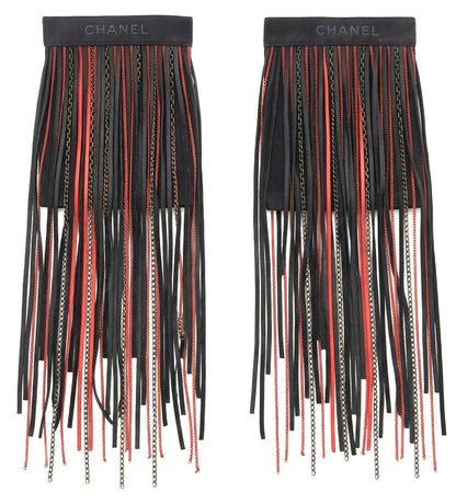 Rare Chanel 14A Paris Dallas Fingerless Fringe Chain Statement Gloves