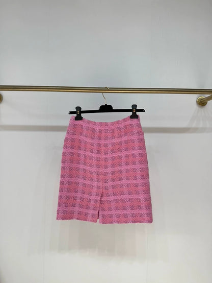 Chanel 24P pink plaid skirt