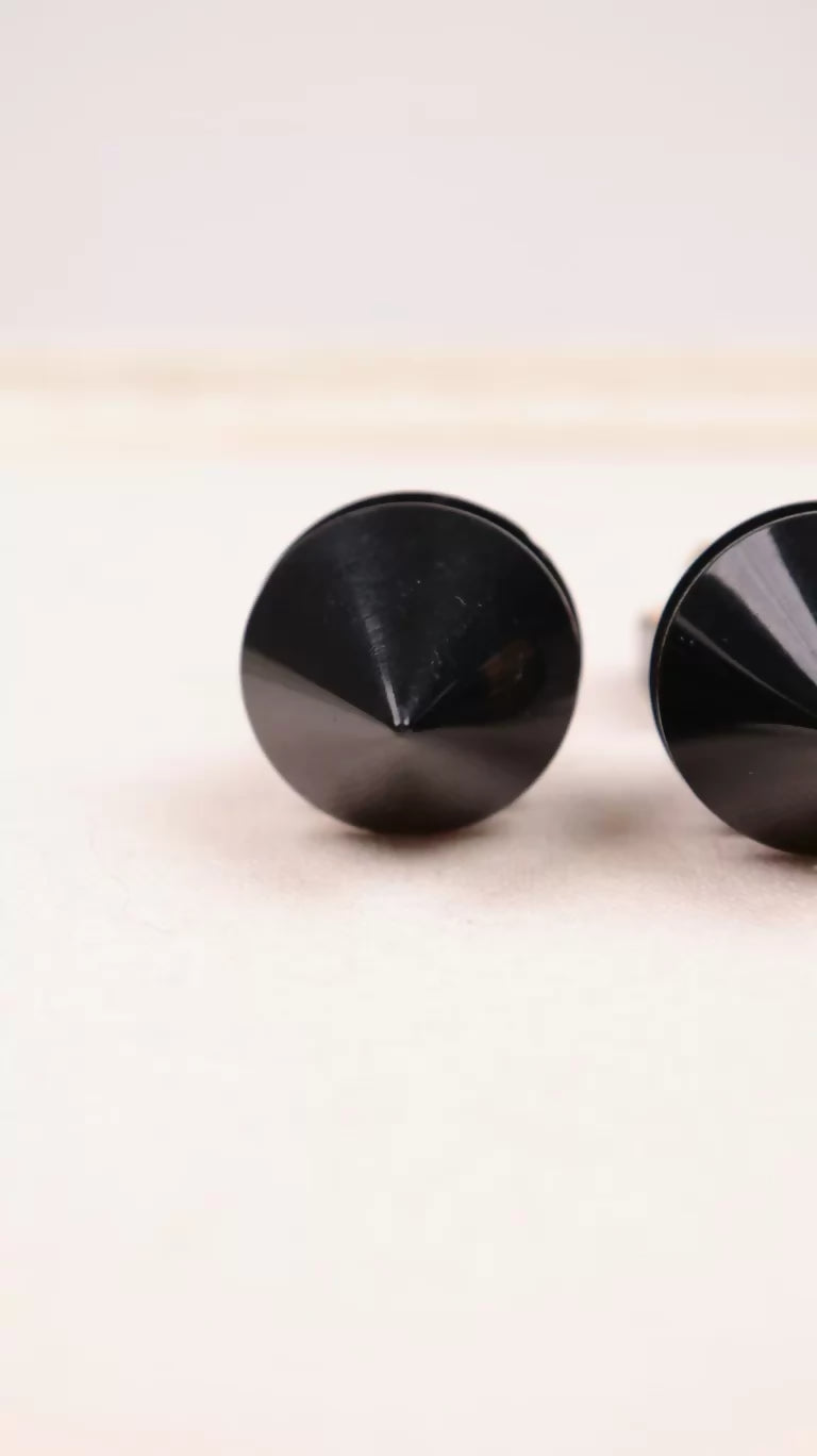 Chanel Black Gold Acrylic Large Pendant Earrings