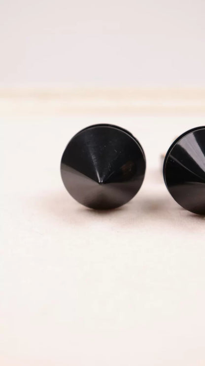 Chanel Black Gold Acrylic Large Pendant Earrings