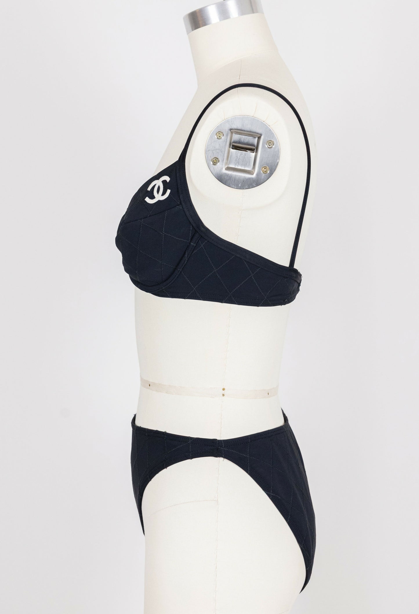 Chanel 1994 Cruise Vintage Black Logo Quilted Bikini