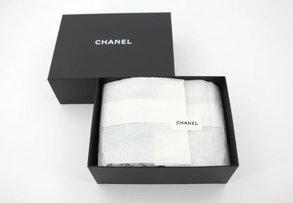 Chanel 23K Cotton Knitted Grey-white Camellia Scarf