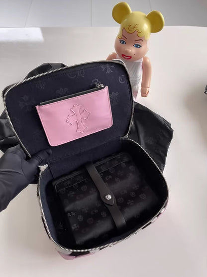 Chrome Hearts pink zebra-print jewellery watch case bag