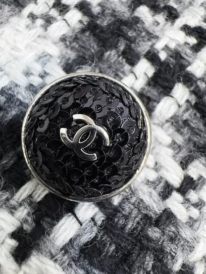Chanel 21B black and white tweed coat