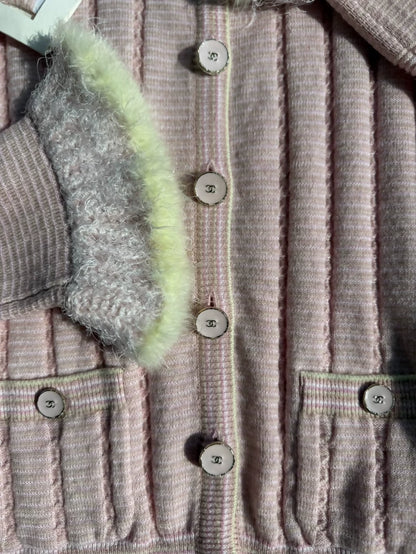 Chanel 25B pink knit set cardigan & skirt