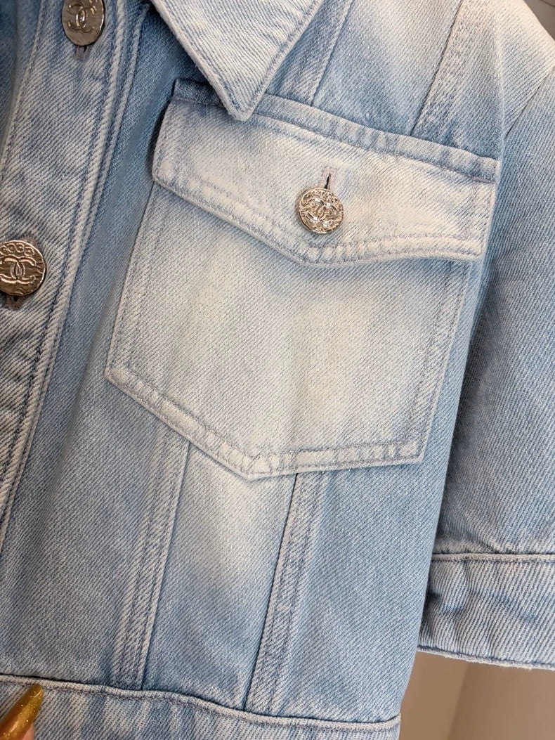Chanel 24M Gradient Light Blue Denim Short Jacket