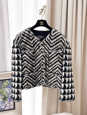 Chanel 21k Black and White Sequin jacket